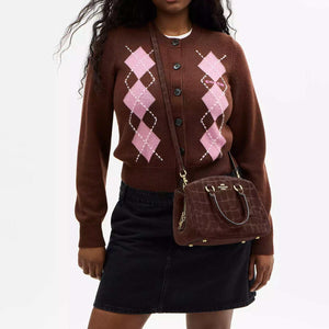 COACH Savannah 28 leather Crossbody Tote Large Maple.