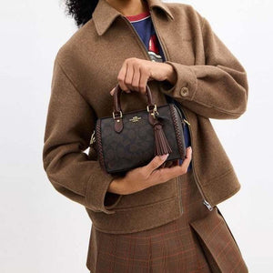 COACH Rowan 18 Tote Mini Maple Brown.