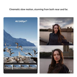 Cinematic 4K slow motion shots captured from both wide-angle and telephoto lenses of DJI Osmo Pocket 4P Pro Classic Black.