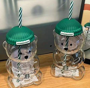 Starbucks North America's new bear straw cup, straw hat bear cup, cartoon cup, high-value gift cup, coffee cup