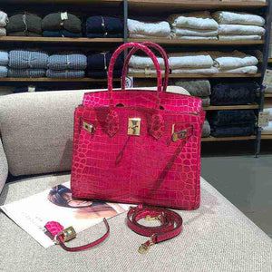 شنطة Birkin نسائية فاخرة بنقشة جلد التمساح – جودة صينية عالية.