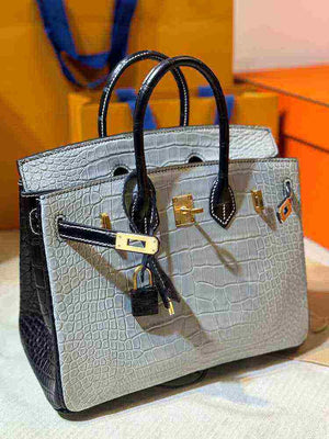 حقيبة فاخرة بتصيم Birkin - نقشة جلد التمساح - جودة صينية عالية.