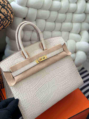 حقيبة فاخرة بتصيم Birkin - نقشة جلد التمساح - جودة صينية عالية.