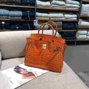 شنطة Birkin نسائية فاخرة بنقشة جلد التمساح – جودة صينية عالية.