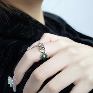 GUCCI GG Marmont Double G Daisy Colorful 925 Silver Topaz.