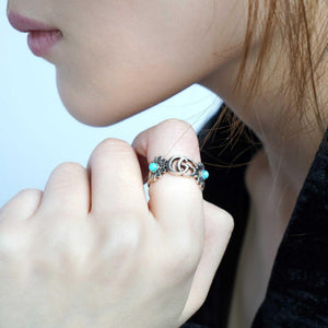 GUCCI GG Marmont Double G Daisy Colorful 925 Silver Topaz.