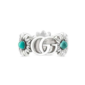 GUCCI GG Marmont Double G Daisy Colorful 925 Silver Topaz.