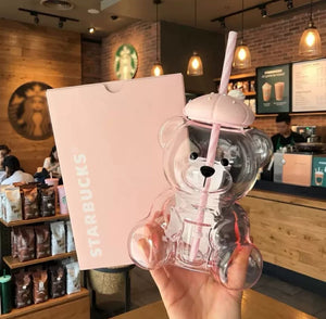 Starbucks North America's new bear straw cup, straw hat bear cup, cartoon cup, high-value gift cup, coffee cup