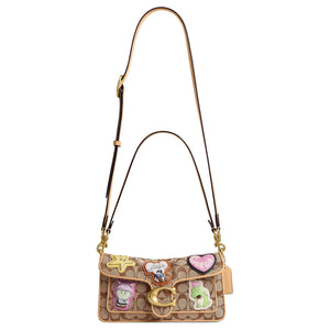 COACH × Brain Dead Collaboration Soft Tabby 26 logo print fabric shoulder bag medium size unisex couple style khaki