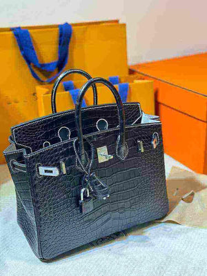 حقيبة فاخرة بتصيم  Birkin - نقشة جلد التمساح - جودة صينية عالية.