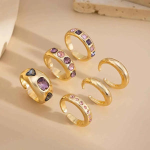طقم خواتم Chunky Rings مرصعة بـ Crystal ملون.