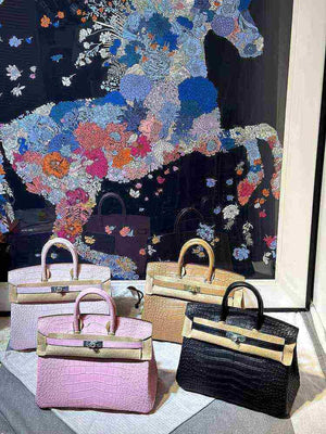 حقيبة فاخرة بتصيم  Birkin - نقشة جلد التمساح - جودة صينية عالية.