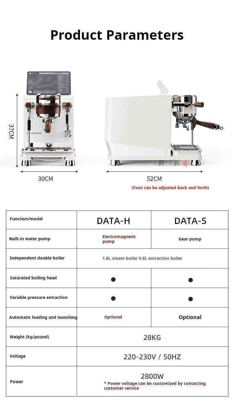 ماكينة Espresso احترافية Wendougee DATA بتحكم ذكي بالاستخلاص.